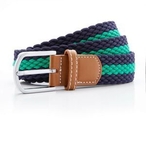 Asquith & Fox Mens Two Color Stripe Braid Stretch Belt / Navy/Kelly